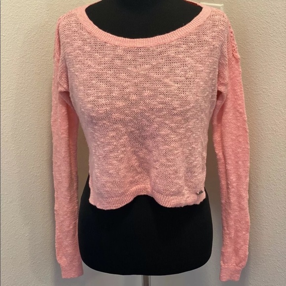 Abercrombie & Fitch Sweaters - ABERCOMBIE Pink Cropped Sweater Open Knit Neon